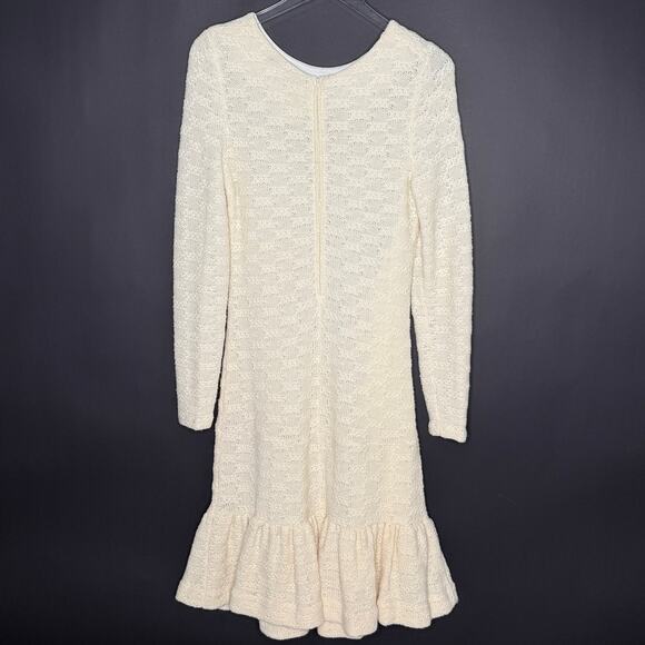 Tibi M Womens 100% Lamb Wool Sweater Dress Ruffle Hem Cream Vintage - Picture 2 of 8
